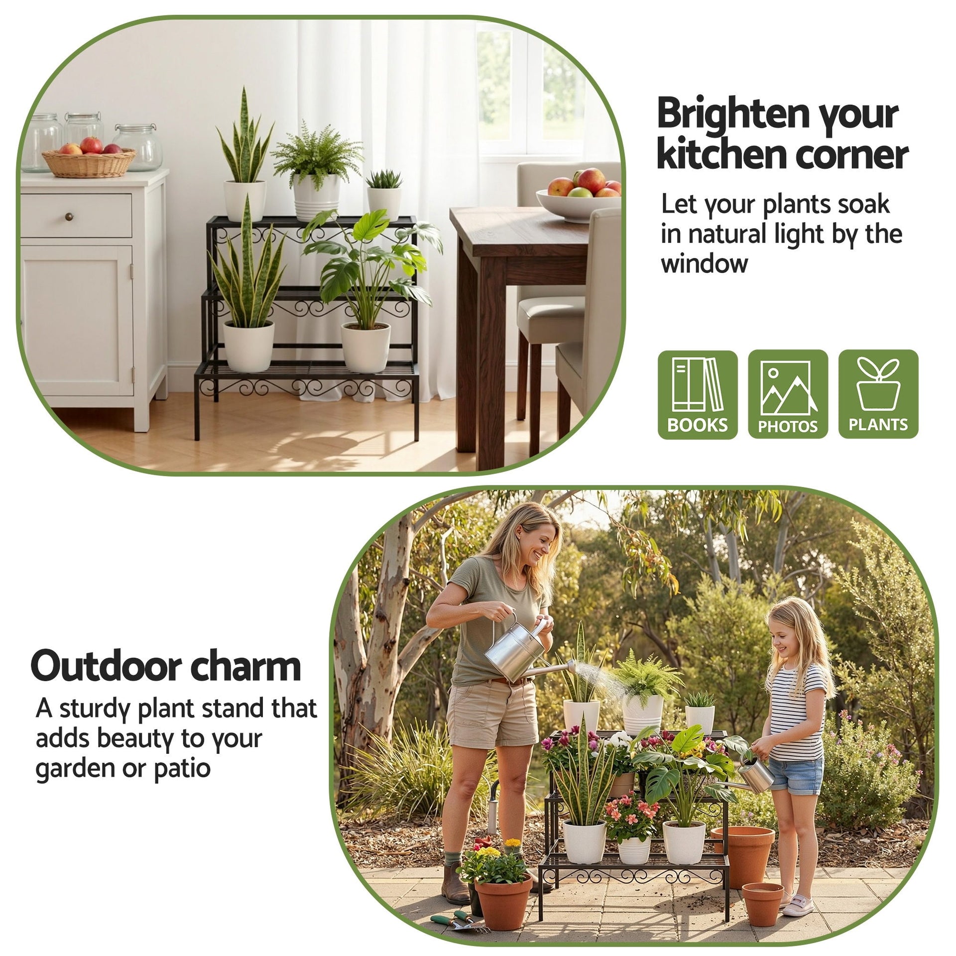 Artiss Plant Stand 3 Tier Metal Corner Plant Shelf Multiple Flower Holder Rack Artiss