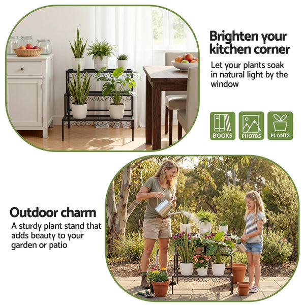 Artiss Plant Stand 3 Tier Metal Corner Plant Shelf Multiple Flower Holder Rack Artiss