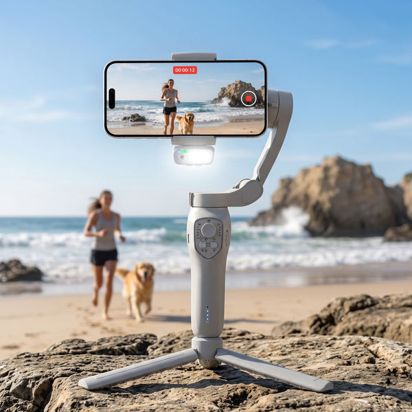 Devanti 3-Axis Handheld Gimbal Stabilizer for Smartphone & Tripod AI Tracking Fill Light Awezingly