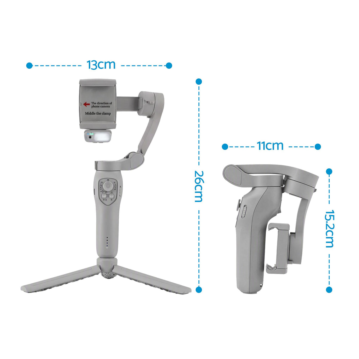 Devanti 3-Axis Handheld Gimbal Stabilizer for Smartphone & Tripod AI Tracking Fill Light Awezingly