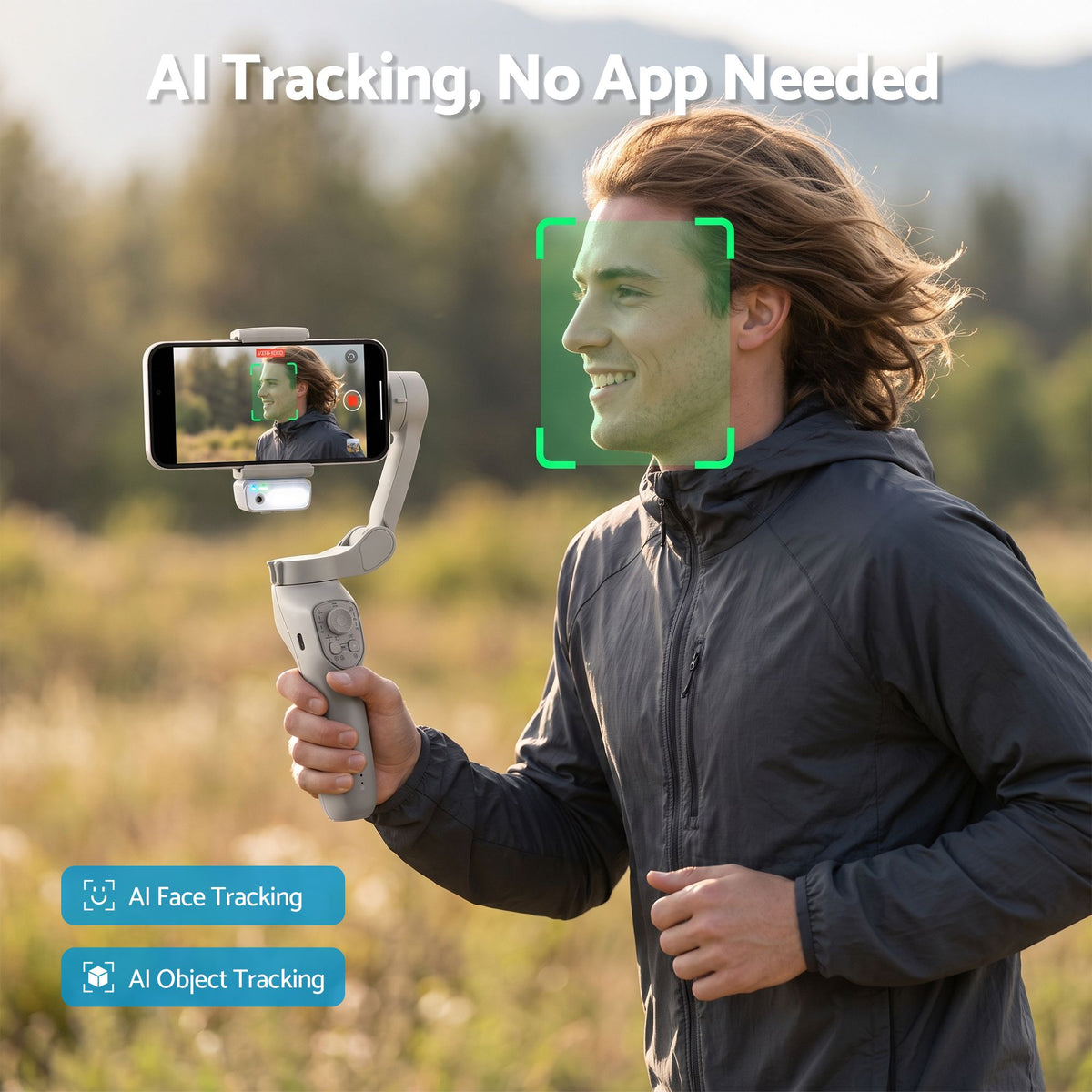 Devanti 3-Axis Handheld Gimbal Stabilizer for Smartphone & Tripod AI Tracking Fill Light Awezingly