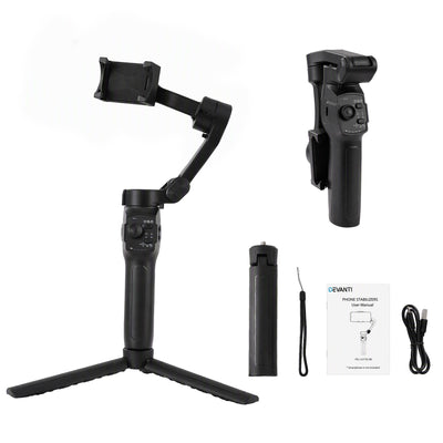 Devanti 3-Axis Gimbal Stabilizer with Tripod for Smartphone, Foldable Selfie Stick