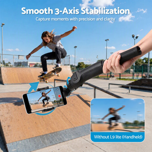 Devanti 3-Axis Gimbal Stabilizer with Tripod for Smartphone, Foldable Selfie Stick Awezingly