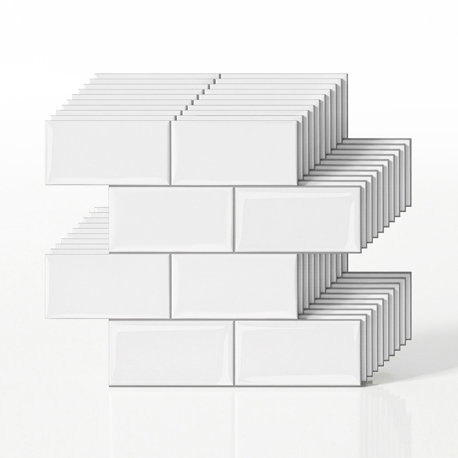 Artiss 3D Peel and Stick Wall Tiles Self Adhesive Subway Backsplash 10 Sheets, White Artiss