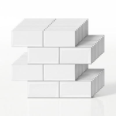 Artiss 3D Peel and Stick Wall Tiles Self Adhesive Subway Backsplash 10 Sheets, White