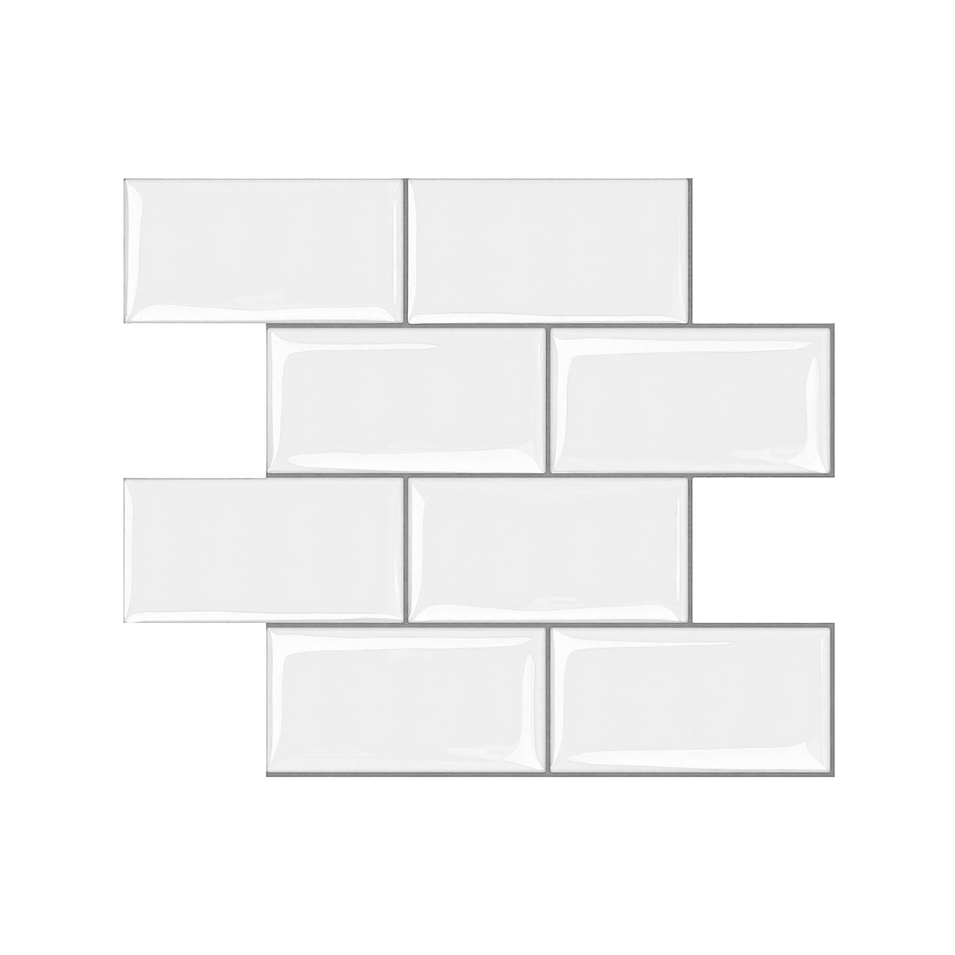 Artiss 3D Peel and Stick Wall Tiles Self Adhesive Subway Backsplash 10 Sheets, White Artiss