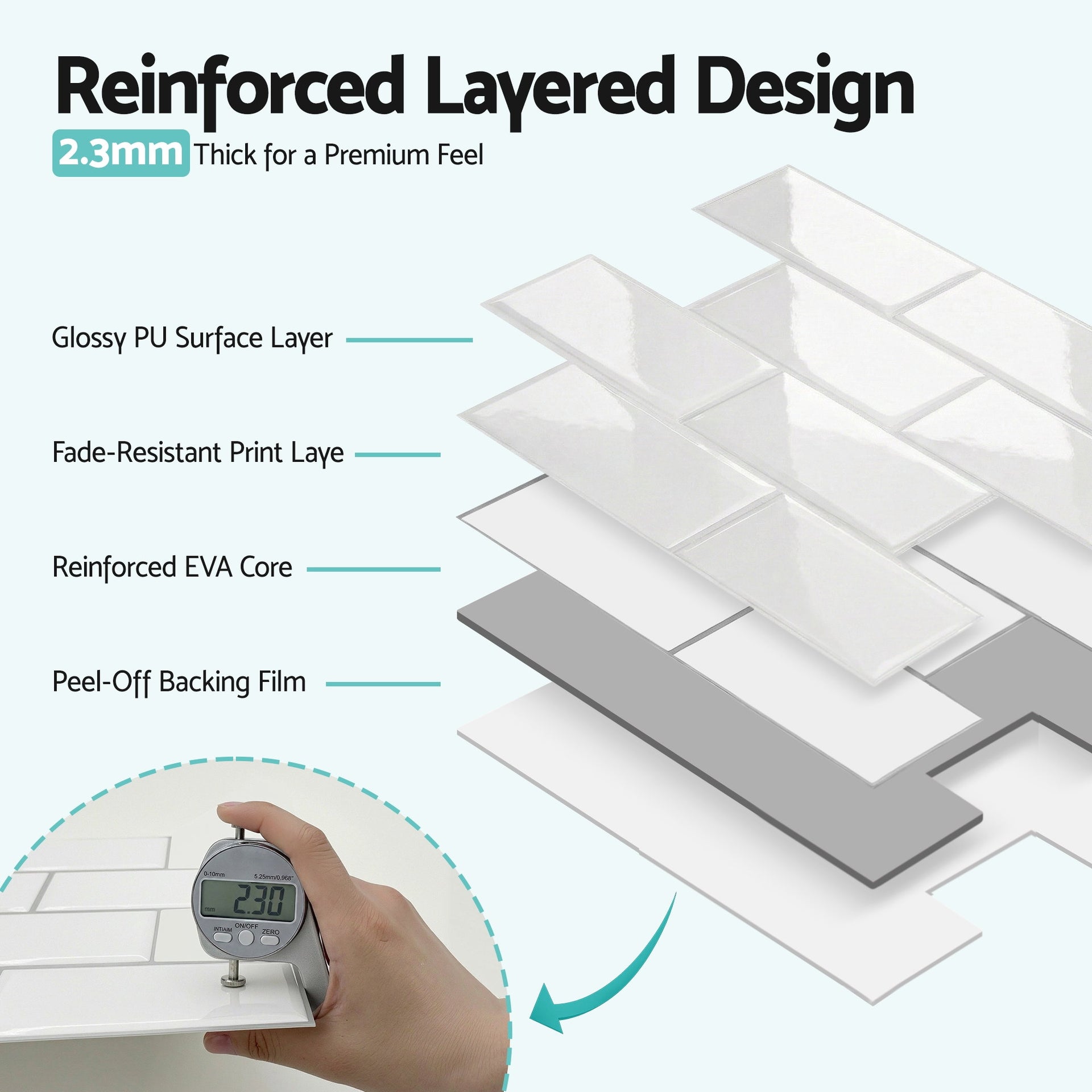 Artiss 3D Peel and Stick Wall Tiles Self Adhesive Subway Backsplash 10 Sheets, White Artiss