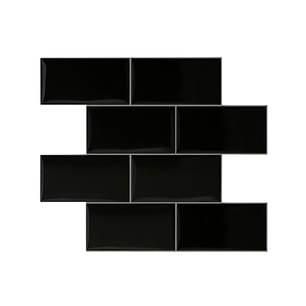 Artiss 3D Peel and Stick Wall Tiles Self Adhesive Subway Backsplash 10 Sheets, Black Artiss