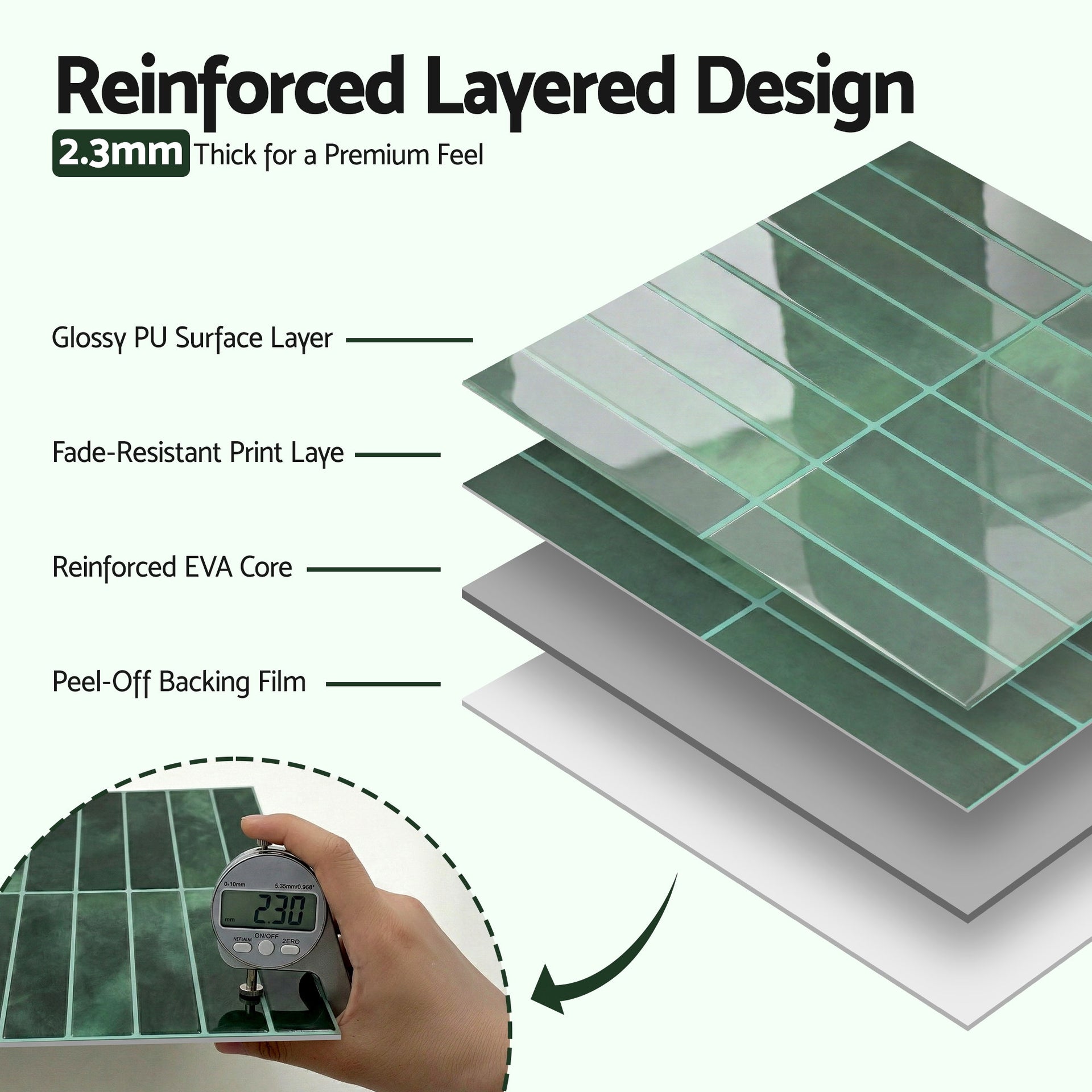 Artiss 3D Peel and Stick Wall Tiles Self Adhesive LinearGrid Backsplash 10 Sheets, Green Awezingly