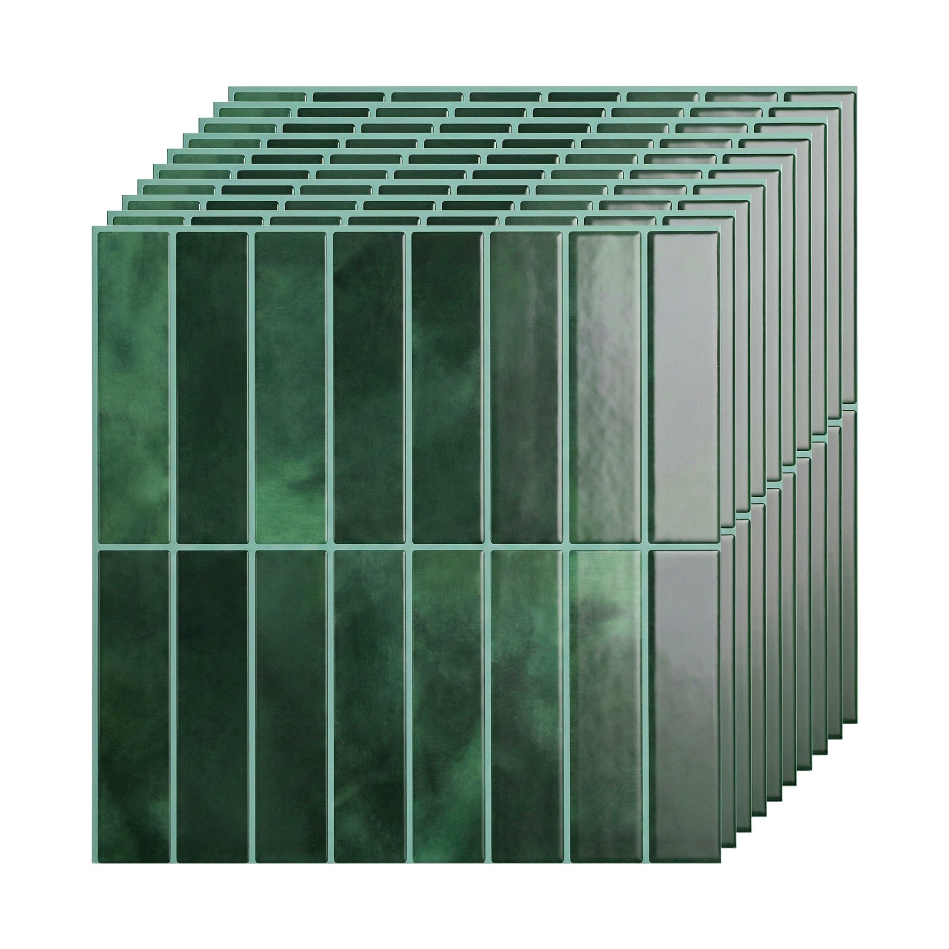 Artiss 3D Peel and Stick Wall Tiles Self Adhesive LinearGrid Backsplash 10 Sheets, Green Awezingly