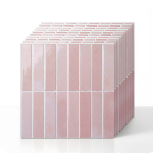 Artiss 3D Peel and Stick Wall Tiles Self Adhesive LinearGrid Backsplash 10 Sheets, Pink Awezingly