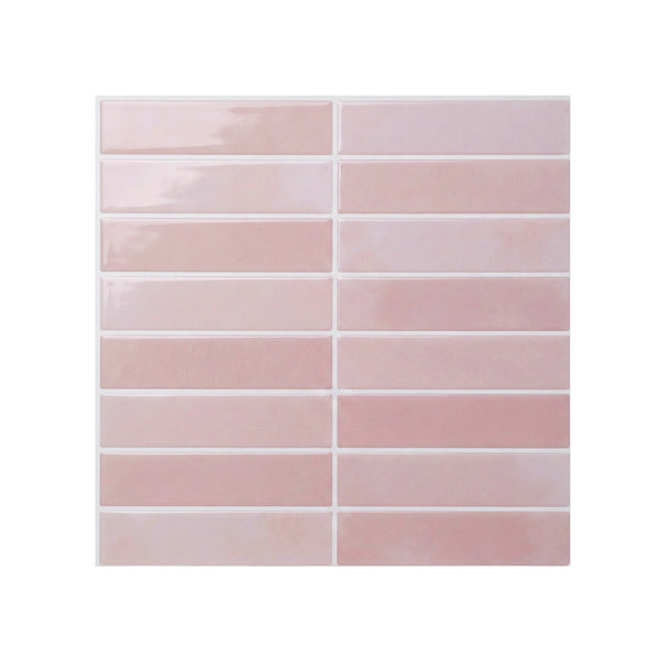Artiss 3D Peel and Stick Wall Tiles Self Adhesive LinearGrid Backsplash 10 Sheets, Pink Awezingly