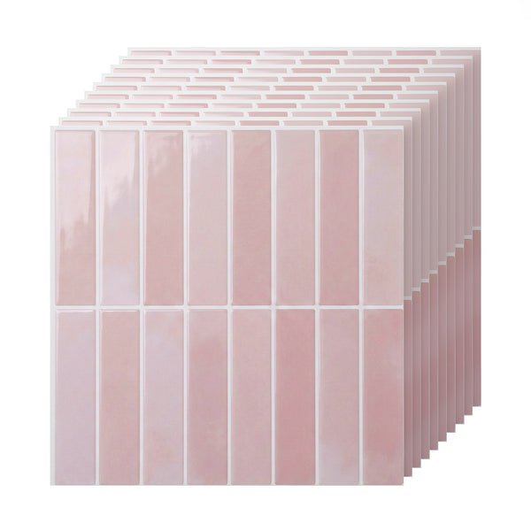 Artiss 3D Peel and Stick Wall Tiles Self Adhesive LinearGrid Backsplash 10 Sheets, Pink Awezingly