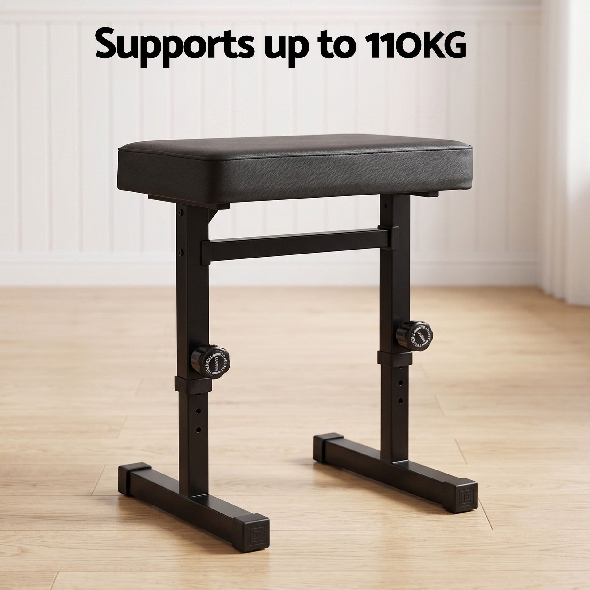 Alpha Piano Bench Adjustable Seat Heavy Duty H-Shape Piano Stool Black Awezingly