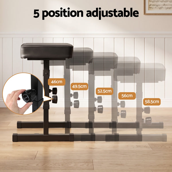Alpha Piano Bench Adjustable Seat Heavy Duty H-Shape Piano Stool Black Awezingly