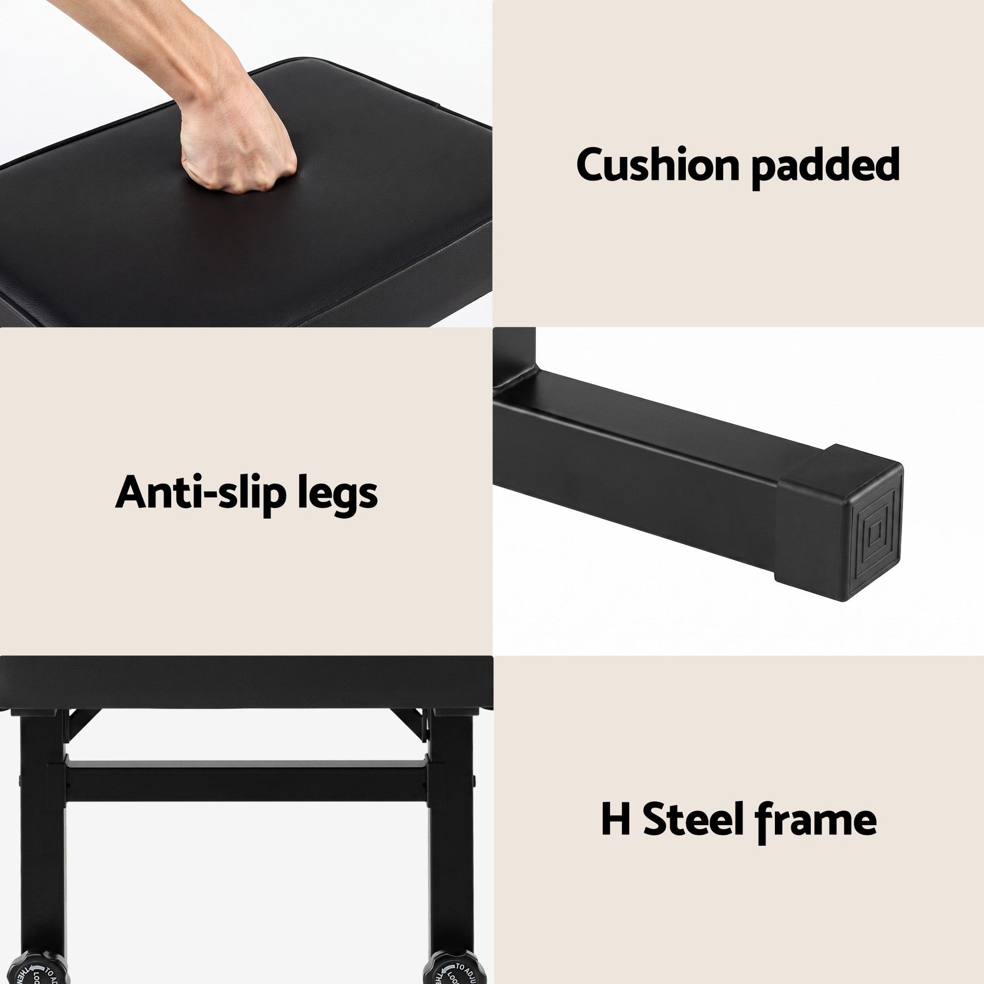Alpha Piano Bench Adjustable Seat Heavy Duty H-Shape Piano Stool Black Awezingly