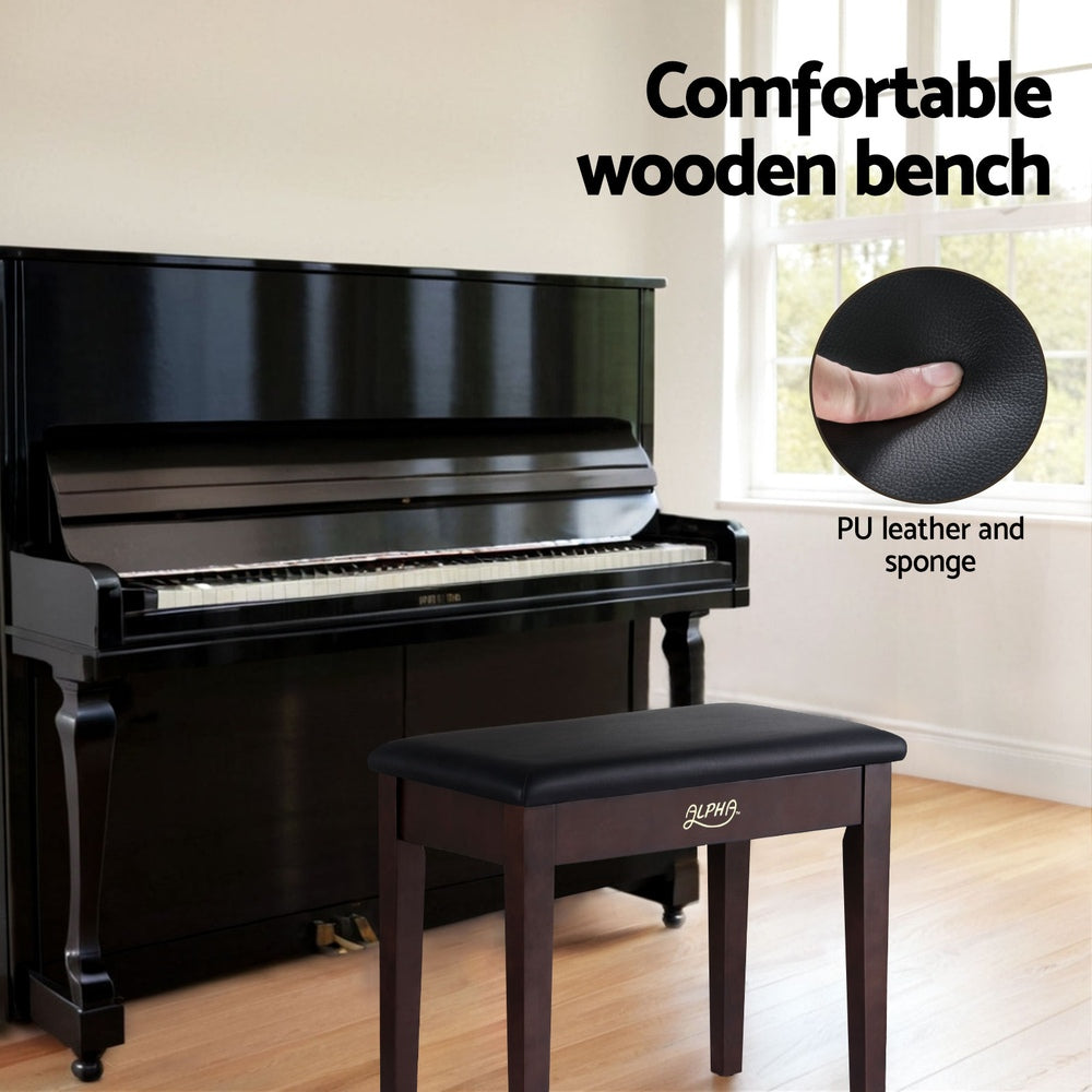 Alpha Piano Bench Stool with Storage Wooden PU Leather Alpha