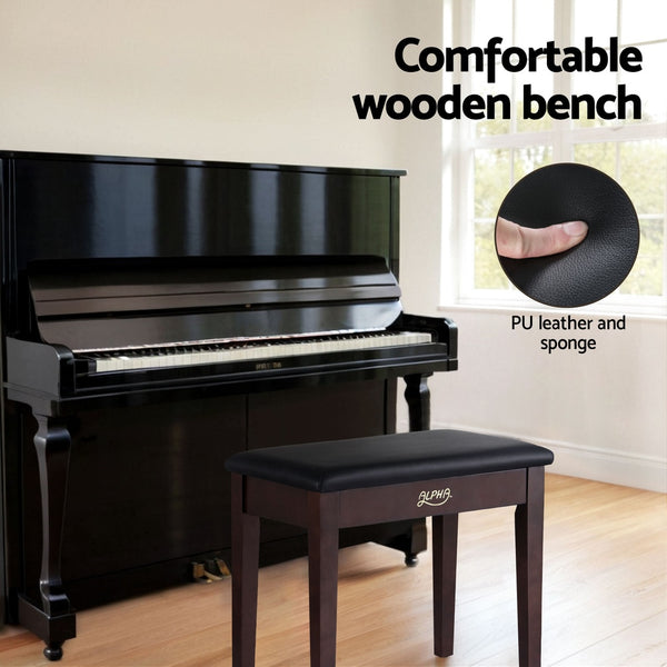 Alpha Piano Bench Stool with Storage Wooden PU Leather Alpha
