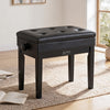 Alpha Adjustable Piano Bench Wooden Keyboard Seat Padded Music Chair Black