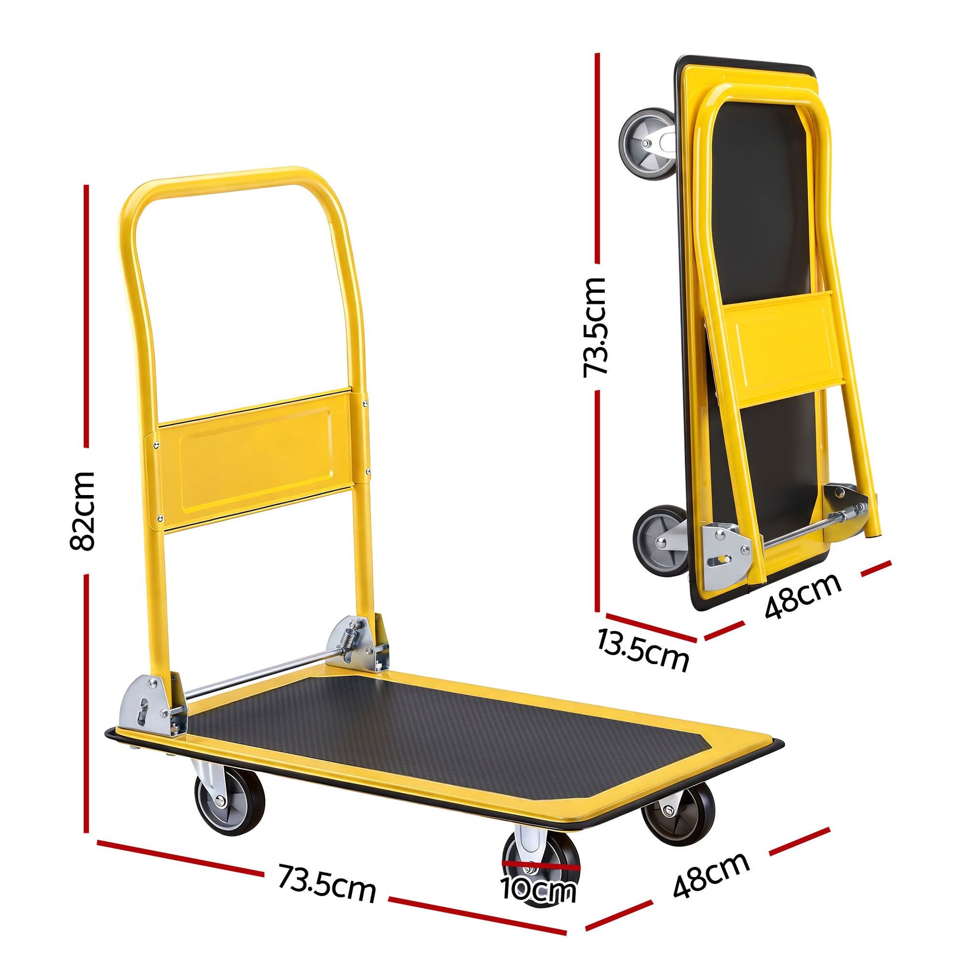 Giantz Platform Trolley Hand Truck Folding Platform Cart 150kg Load Yellow Awezingly