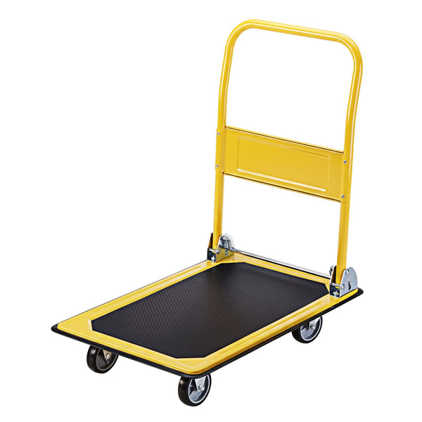Giantz Platform Trolley Hand Truck Folding Platform Cart 150kg Load Yellow Awezingly