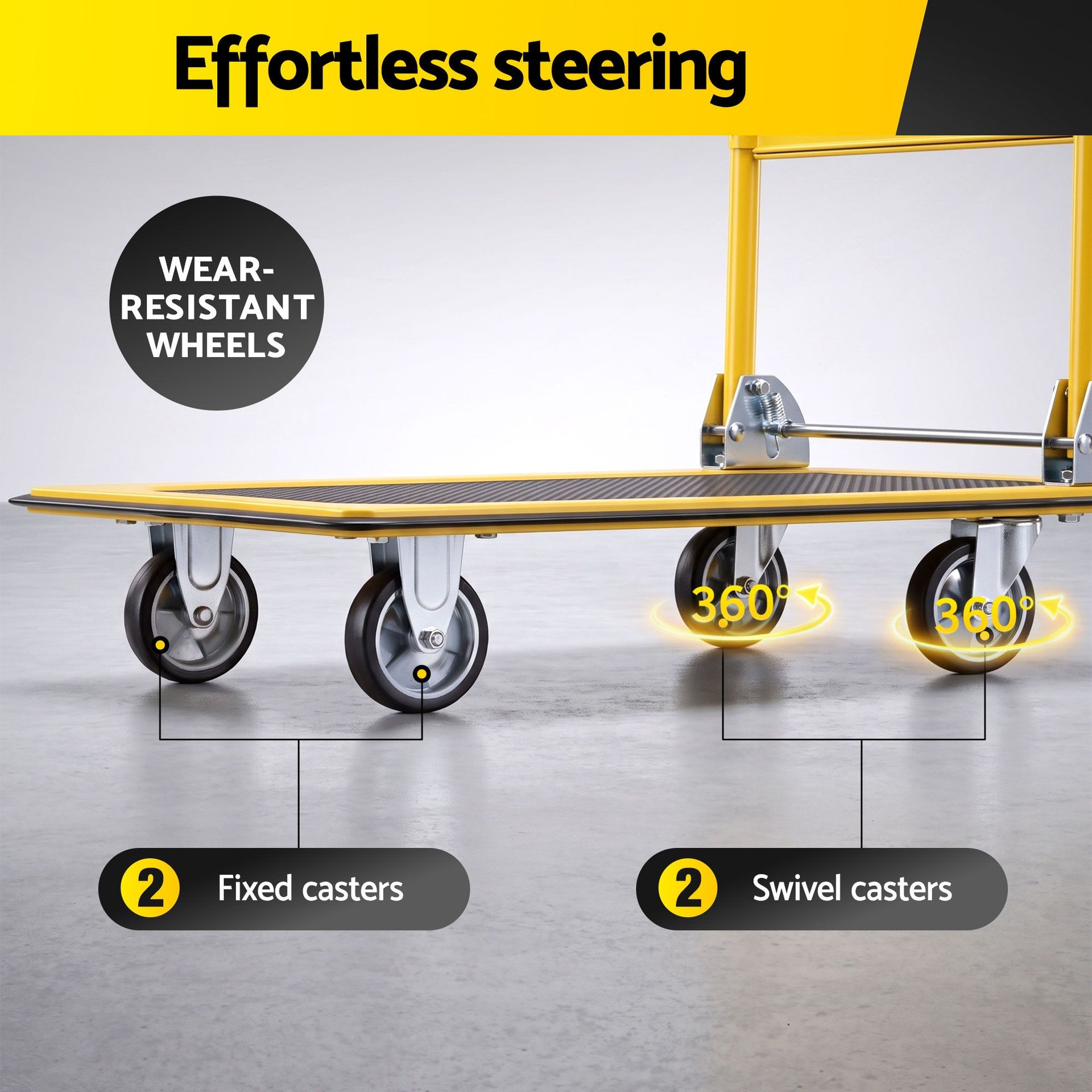 Giantz Platform Trolley Hand Truck Folding Platform Cart 150kg Load Yellow Awezingly