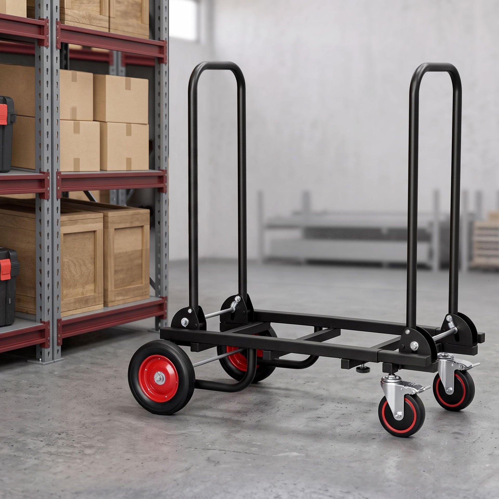 Giantz Foldable Hand Trolley Collapsible Transport Cart 180kg Load Black Awezingly