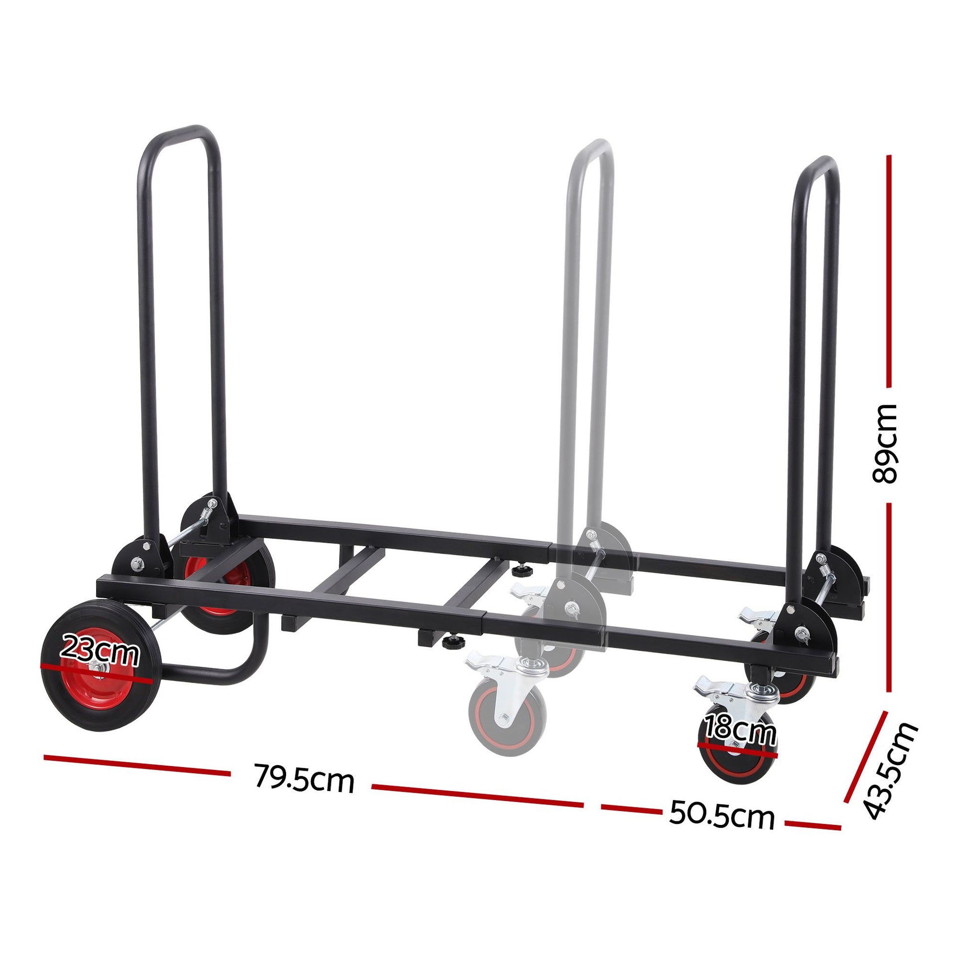 Giantz Foldable Hand Trolley Collapsible Transport Cart 180kg Load Black Awezingly