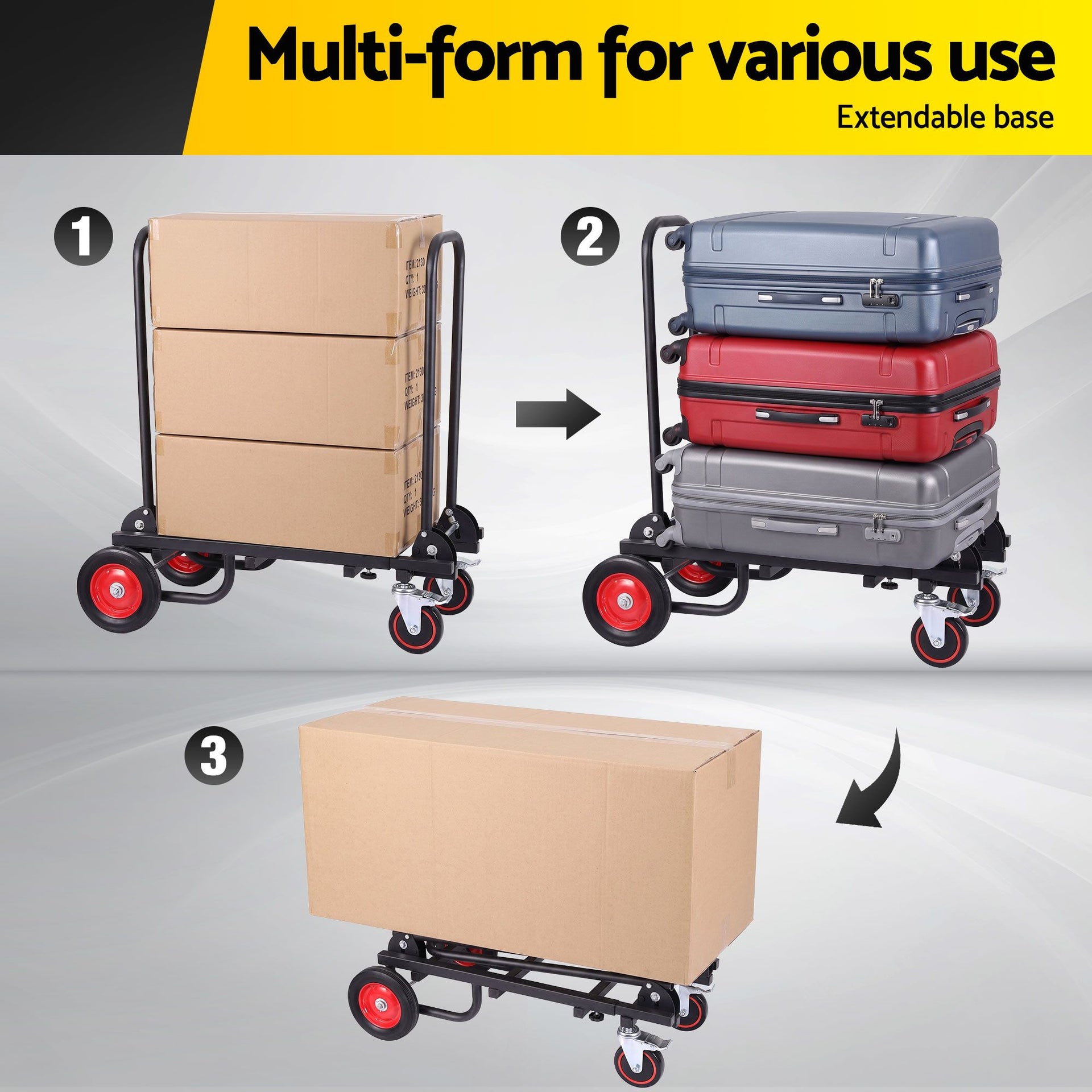 Giantz Foldable Hand Trolley Collapsible Transport Cart 180kg Load Black Awezingly