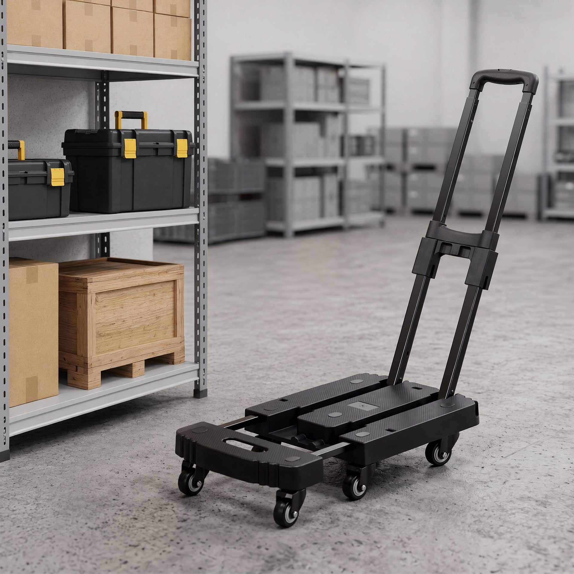 Giantz Folding Hand Truck Platform Trolley Foldable Dolly Cart 200kg Load Black Awezingly