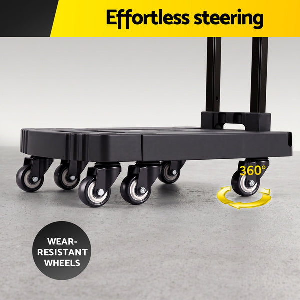 Giantz Folding Hand Truck Platform Trolley Foldable Dolly Cart 200kg Load Black Awezingly