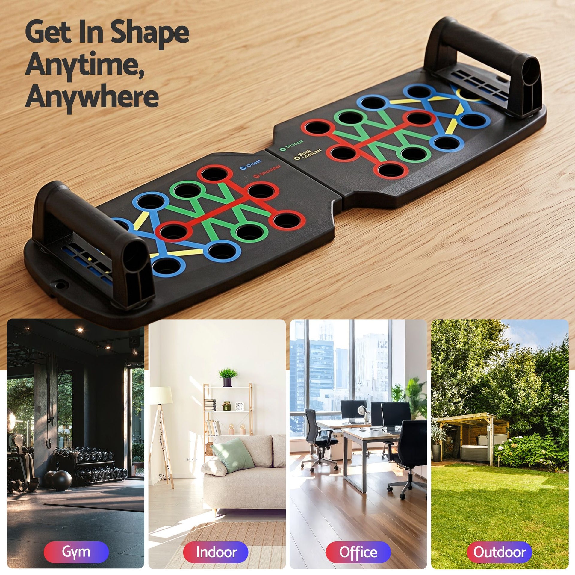 Everfit Push Up Board Home Gym Multi Function Workout Rack Black Everfit
