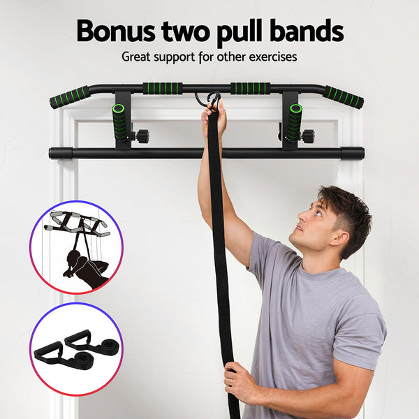 Multi-Grip Pull Up Bar Doorway Chin Up Horizontal Bar Home Gym Workout 101cm Length Awezingly