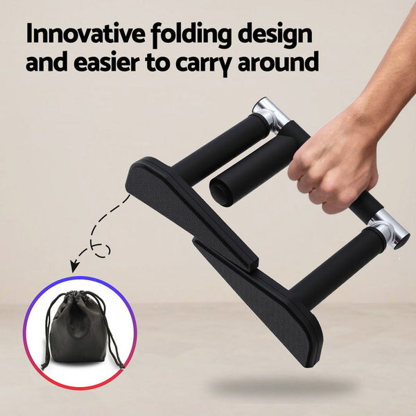 Everfit 2Pcs/Set Pull Up Bar Portable Foldable Dip Station Multi Gym 120kg Home Power Station Black Awezingly