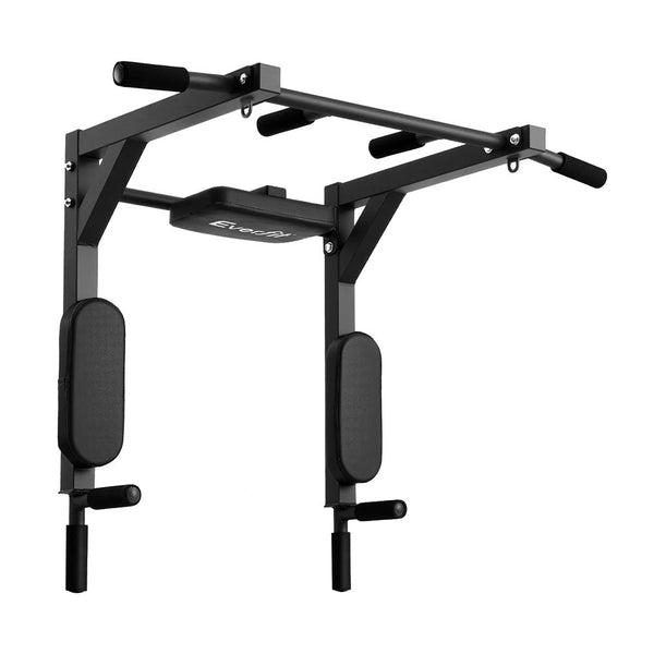 Everfit Pull Up Bar Dip Station Multi Gym 150kg Home Power Station Black Red Awezingly