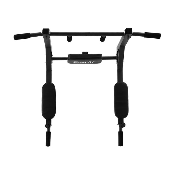 Everfit Pull Up Bar Dip Station Multi Gym 150kg Home Power Station Black Red Awezingly