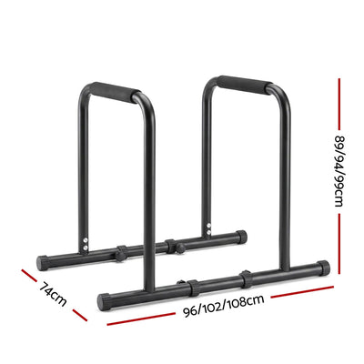 Everfit Dip Station Parallette Bars Home Gym Workout Stand Black