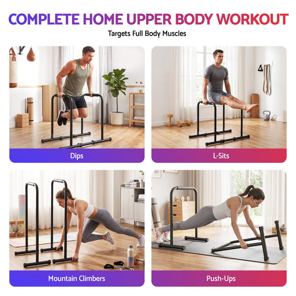 Everfit Dip Station Parallette Bars Home Gym Workout Stand Black Everfit