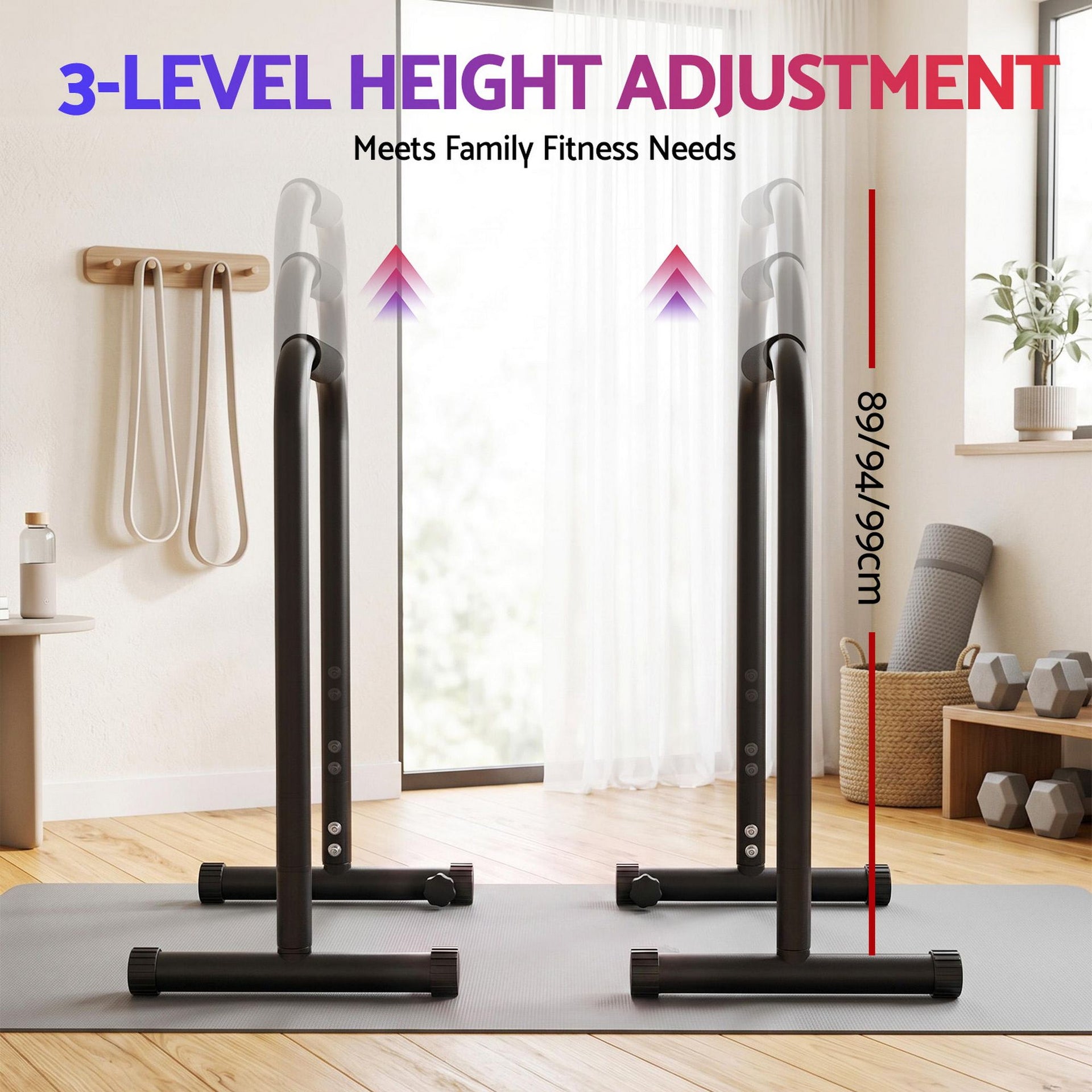 Everfit Dip Station Parallette Bars Home Gym Workout Stand Black Everfit