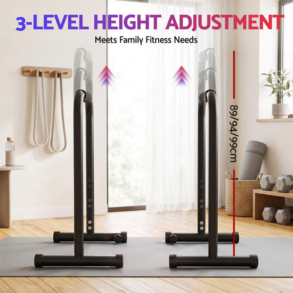 Everfit Dip Station Parallette Bars Home Gym Workout Stand Black Everfit