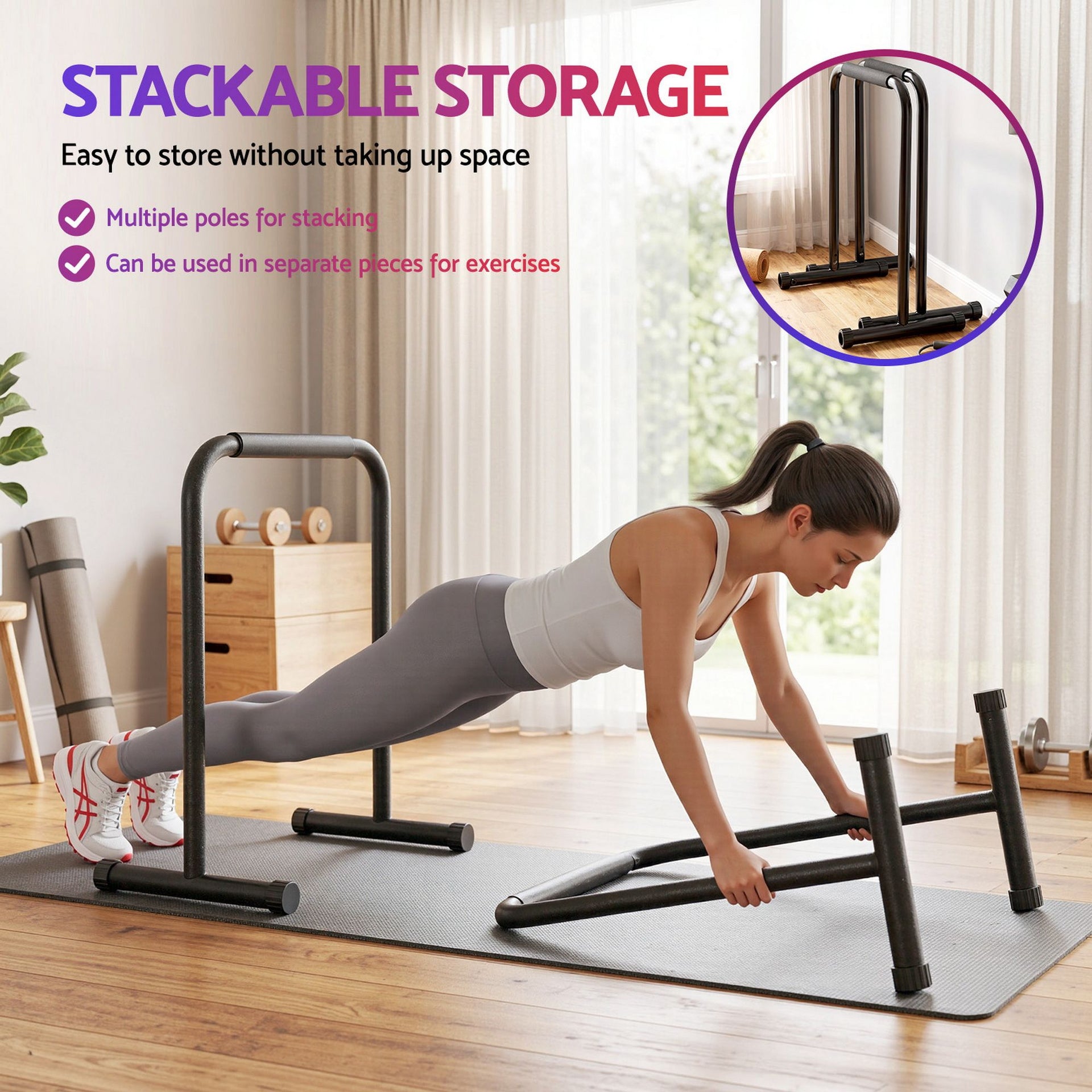 Everfit Dip Station Parallette Bars Home Gym Workout Stand Black Everfit