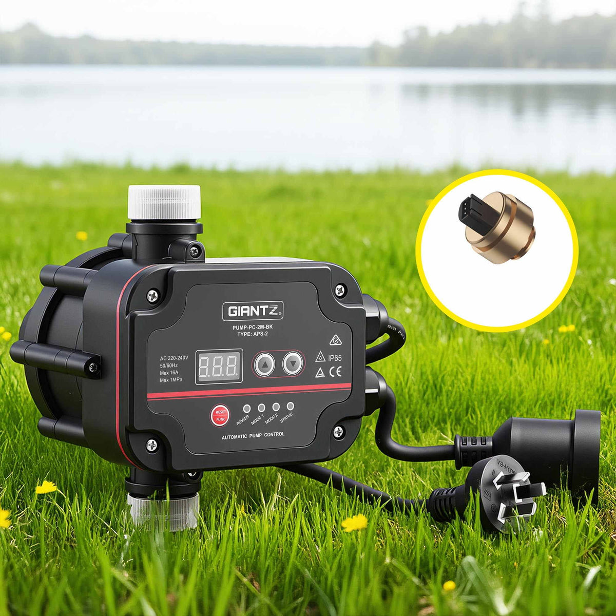 GIANTZ Digital Water Pump Controller 16A 1.5kW Max High Power Pressure Switch Adjustable 10Bar IP65 Giantz