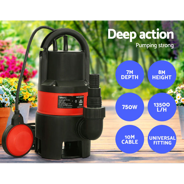 Giantz 750W Water Pump Dirty Submersible Sump Swim Pool Flooding Pond Clean Giantz