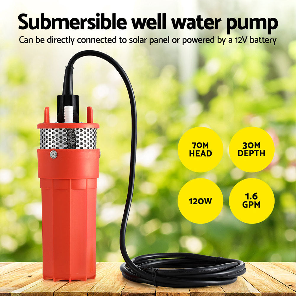 Giantz Submersible Solar Water Pump 24V 70M Head Deep Well Bore Self-priming Does Not Apply