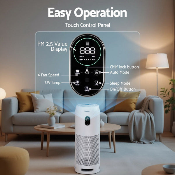 Devanti Air Purifier 4-Layer HEPA Filter White Devanti