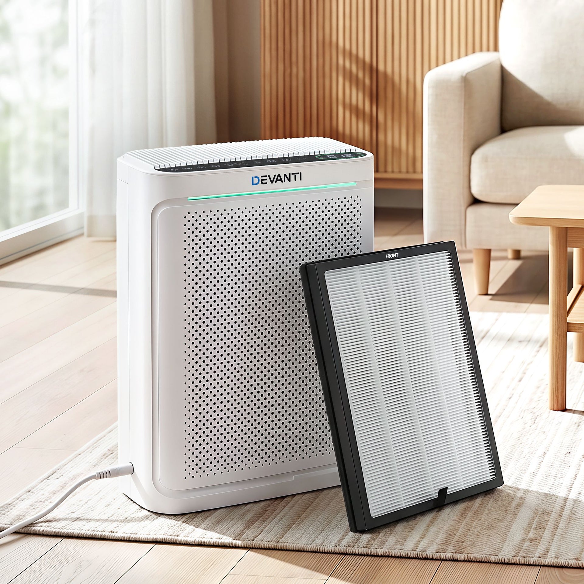 Devanti Air Purifier H12 HEPA Cleaner PM2.5 Display Spare Filter White Devanti