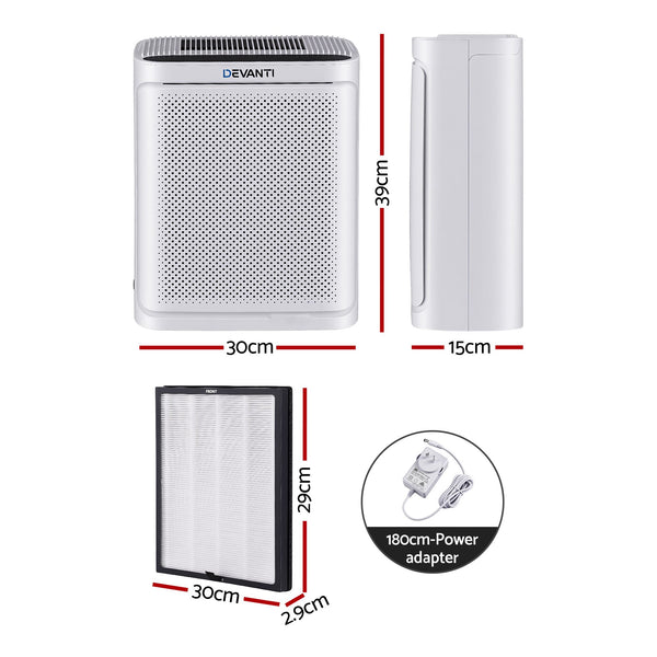 Devanti Air Purifier H12 HEPA Cleaner PM2.5 Display Spare Filter White Devanti