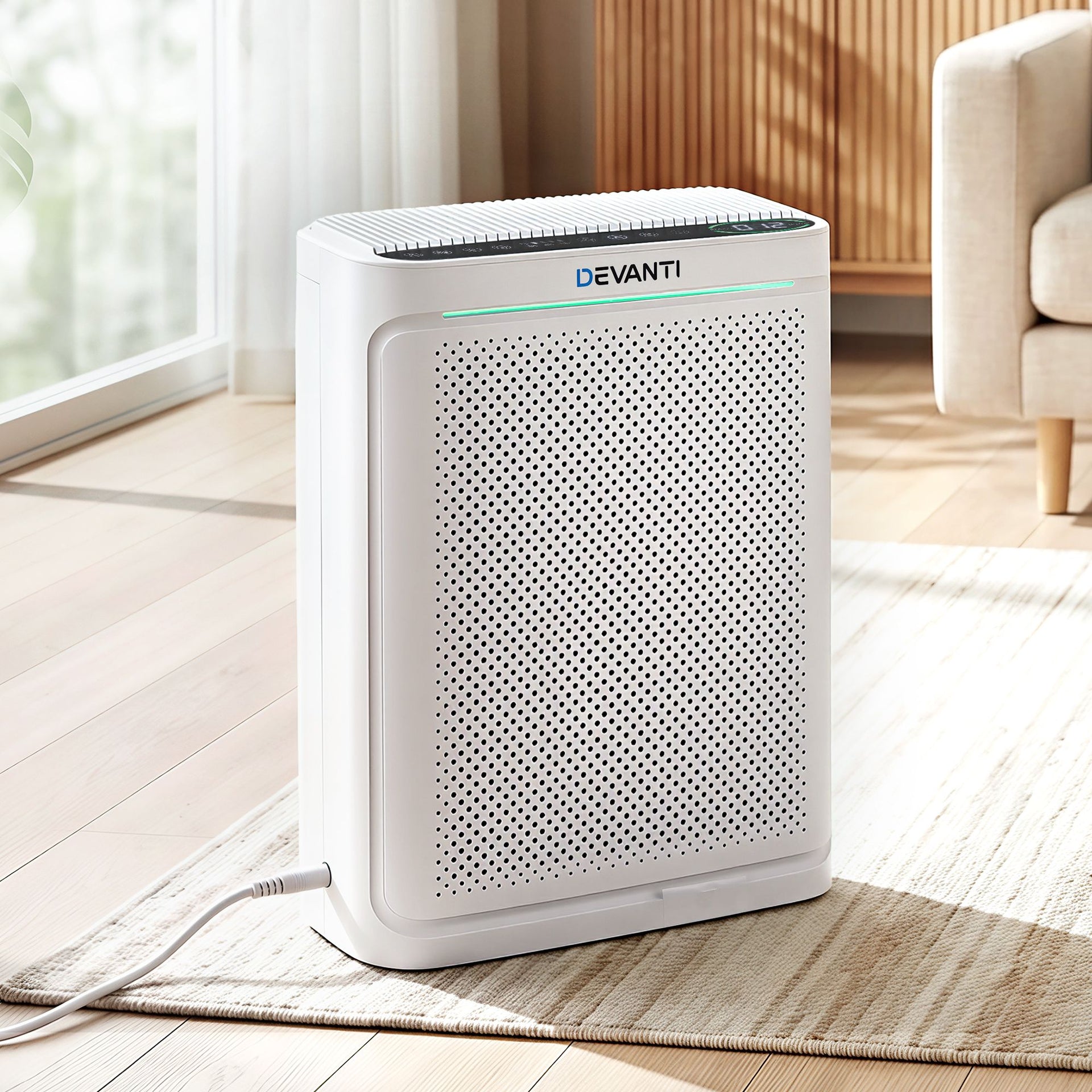 Devanti Air Purifier HEPA Air Cleaner Digital Display Bedroom White Awezingly