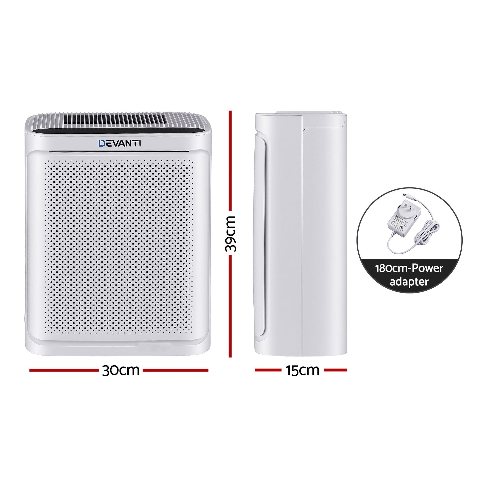 Devanti Air Purifier HEPA Air Cleaner Digital Display Bedroom White Awezingly