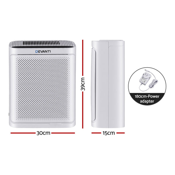 Devanti Air Purifier HEPA Air Cleaner Digital Display Bedroom White Awezingly